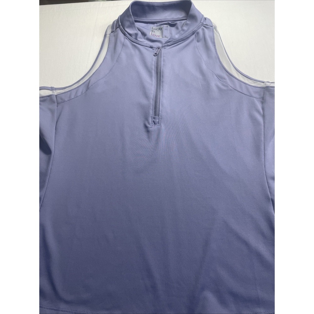 Luck And Luve Ladies Golf Polo Size Large/12 Purple Three-Quarter Zipper